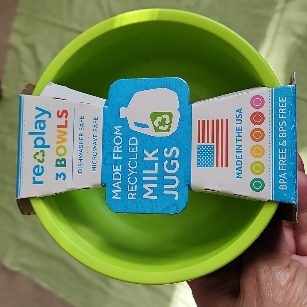 Re♻️play set of 3 bowls made from recycled ♻️ milk jugs made in USA